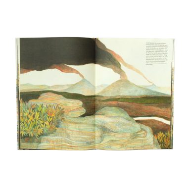 Sandsteinformation mit Flusstal und Vulkankegeln